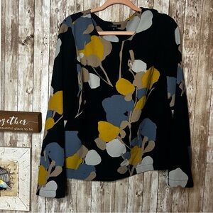 Opus Abstract Floral Patterned Women's Long Sleeve Blouse EU 40 US L